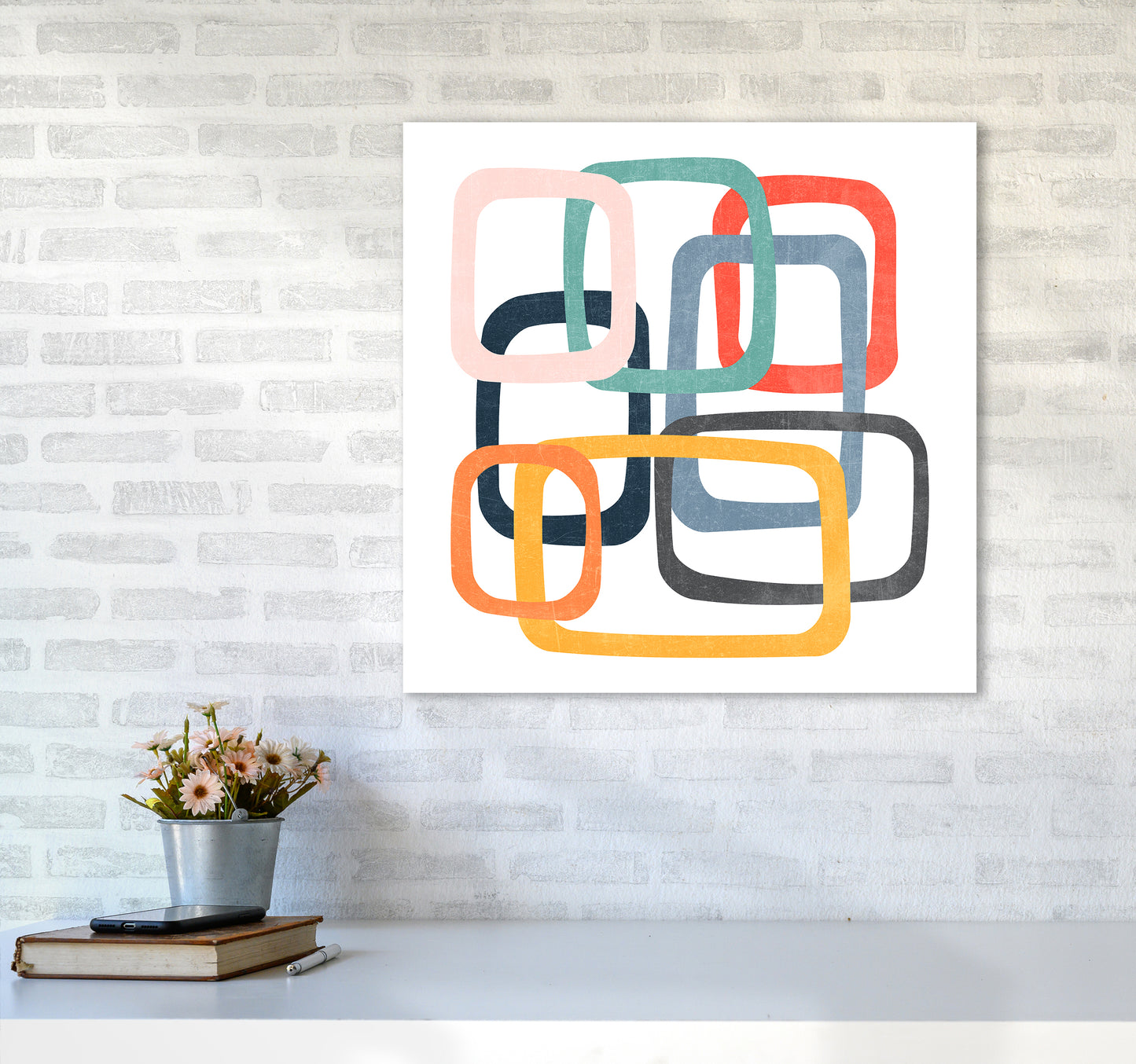 Mid Century Shapes Square Original6060 Black Frame