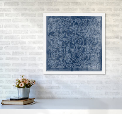 Square Blue Waves Abstract Wall6060 Black Frame