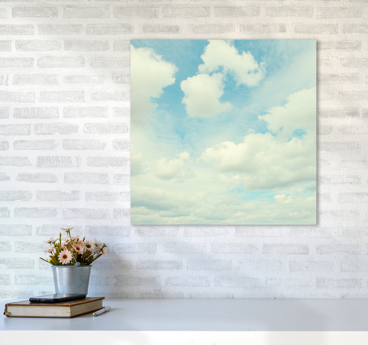 Square Cloud Art Print A6060 Black Frame