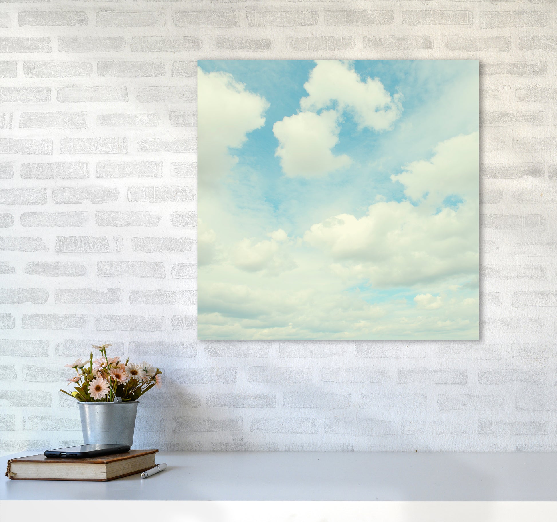 Square Cloud Art Print A6060 Black Frame