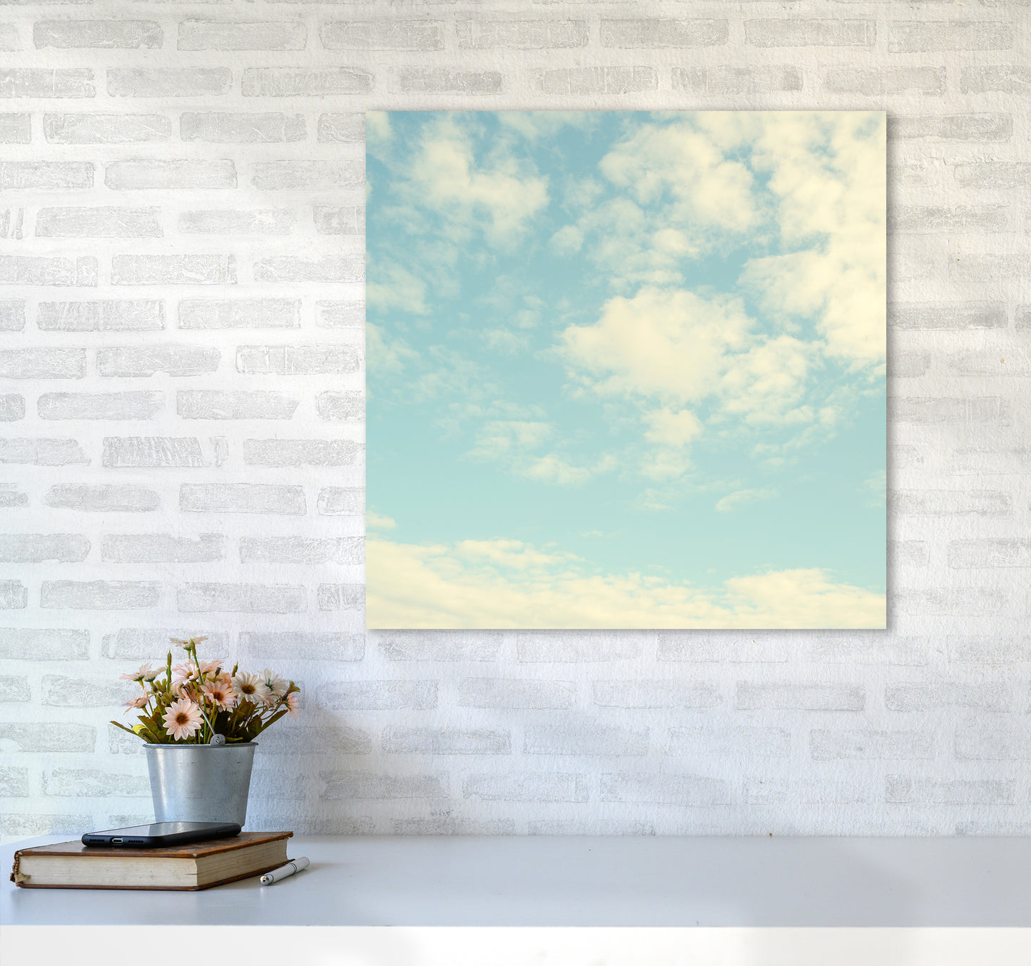 Square Cloud Art Print B6060 Black Frame