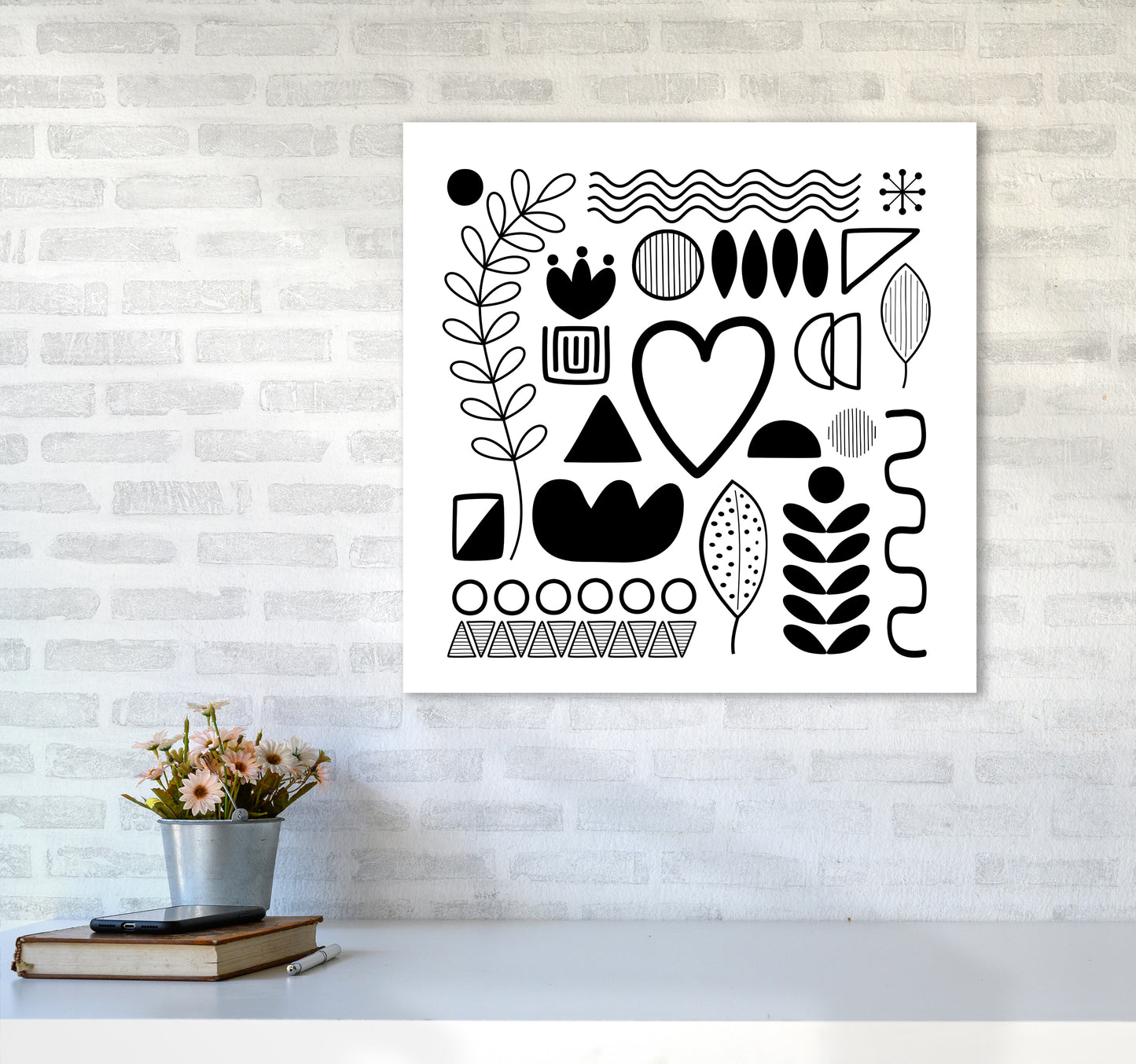 BW Scandi Shapes Square Original6060 Black Frame