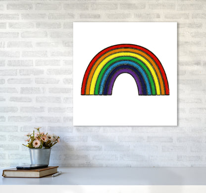 Square Rainbow Print on White6060 Black Frame