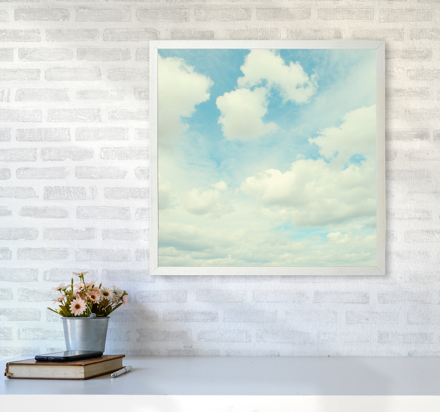 Square Cloud Art Print A6060 Oak Frame