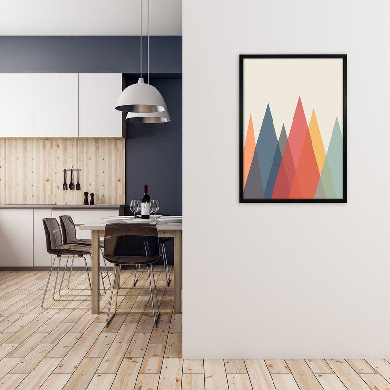 Portrait Mountain Abstract Original A1 White Frame