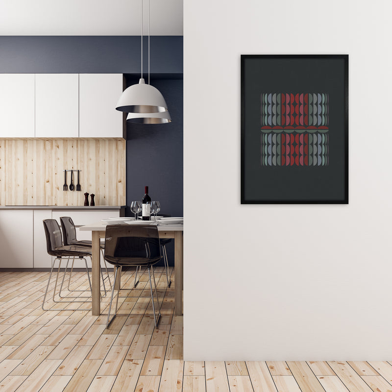 Abstract Shapes on Grey Original A1 White Frame