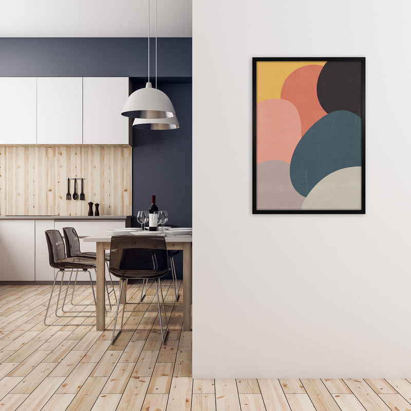 Colorful Abstract Shapes Original A1 White Frame