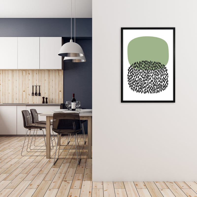 Green and Black Abstract Original A1 White Frame