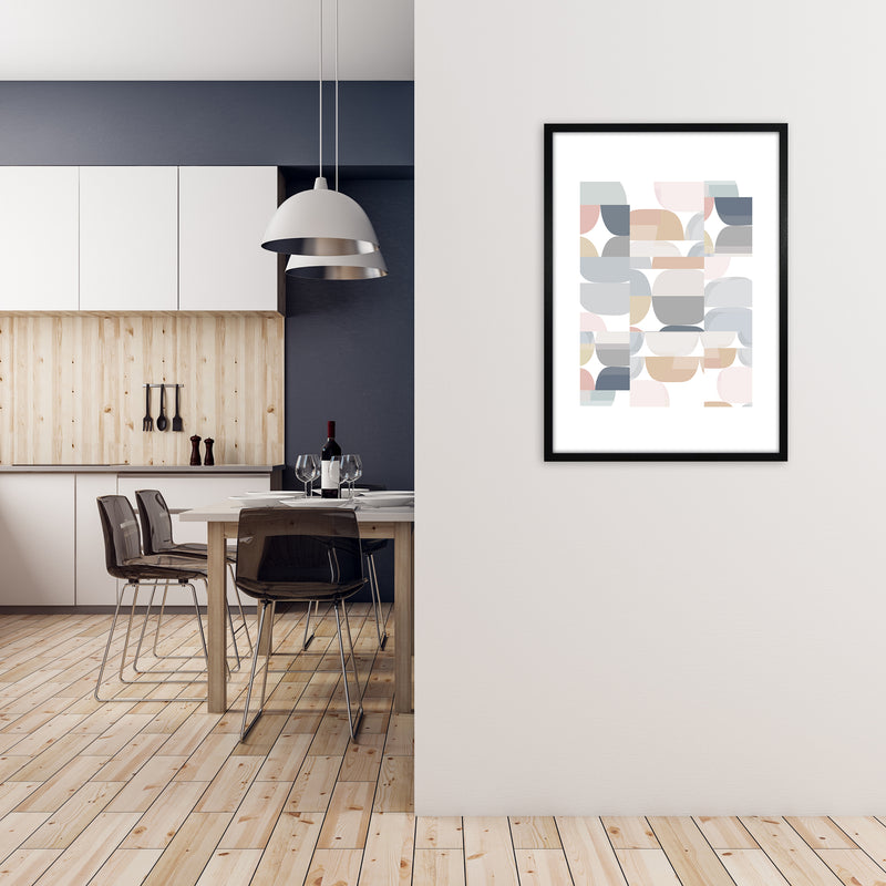 Light Desaturated Abstract Wall Art A1 White Frame
