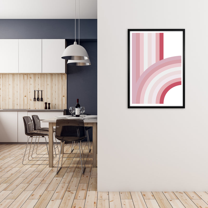 Pink Nursery Rainbow Wall Art A1 White Frame