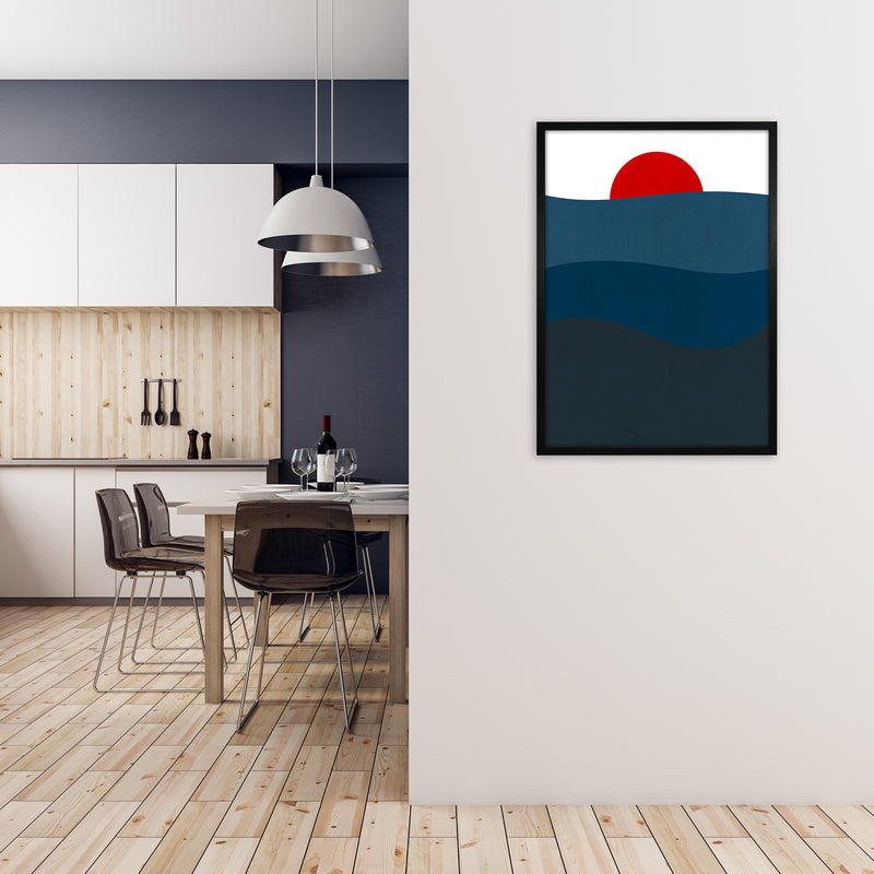 Red Blue Sunset Original A1 White Frame