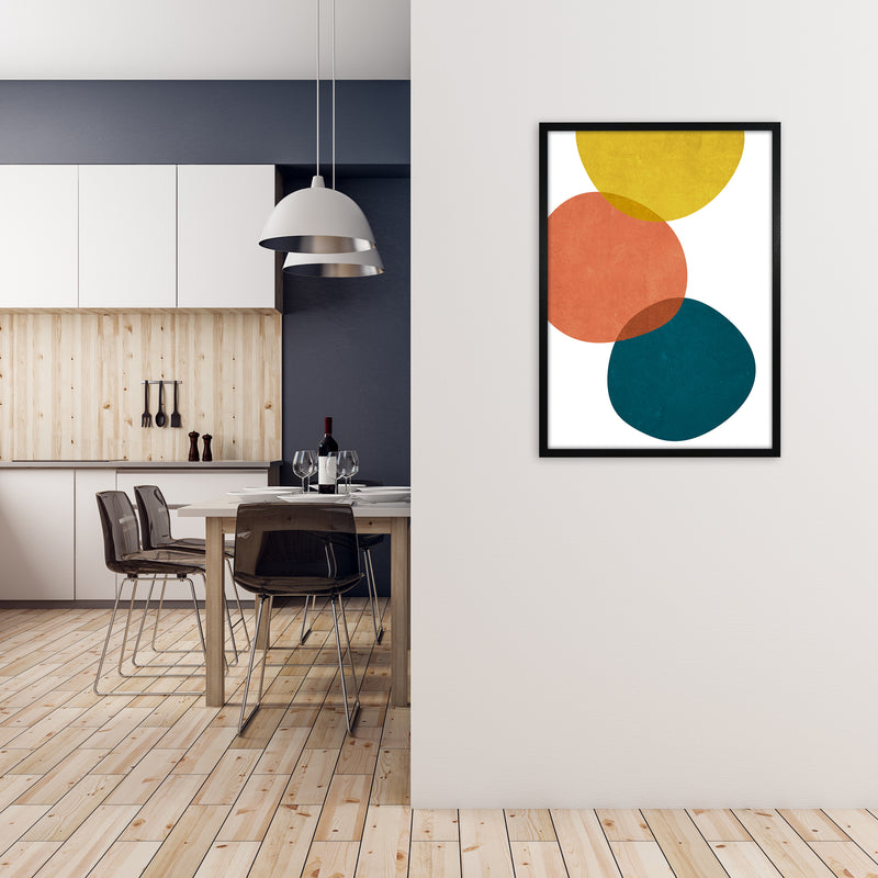 Yellow Red Blue Abstract Original A1 White Frame