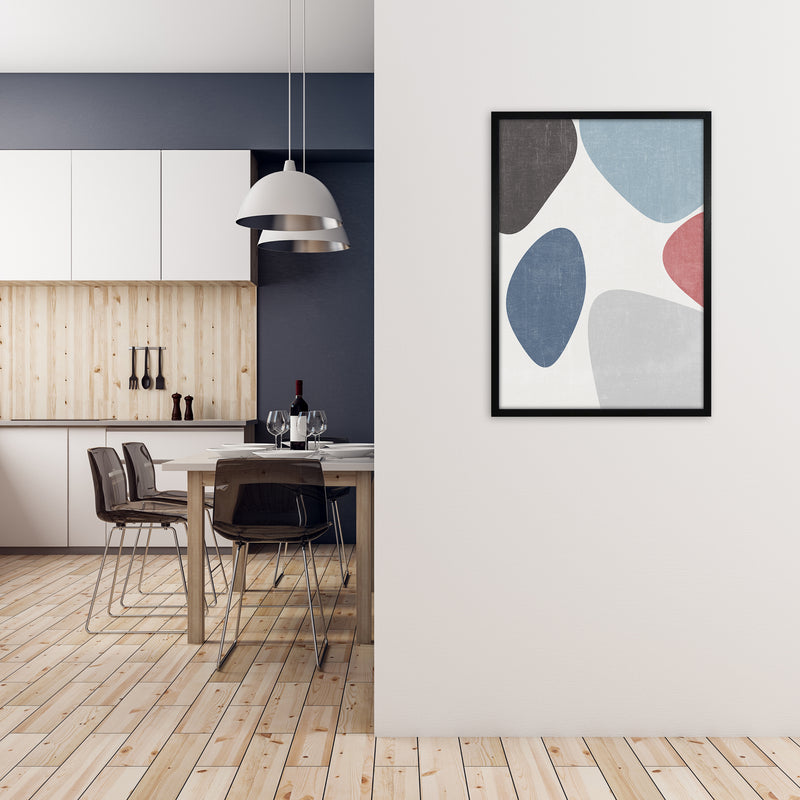 Blues Abstract Wall Art Original A1 White Frame