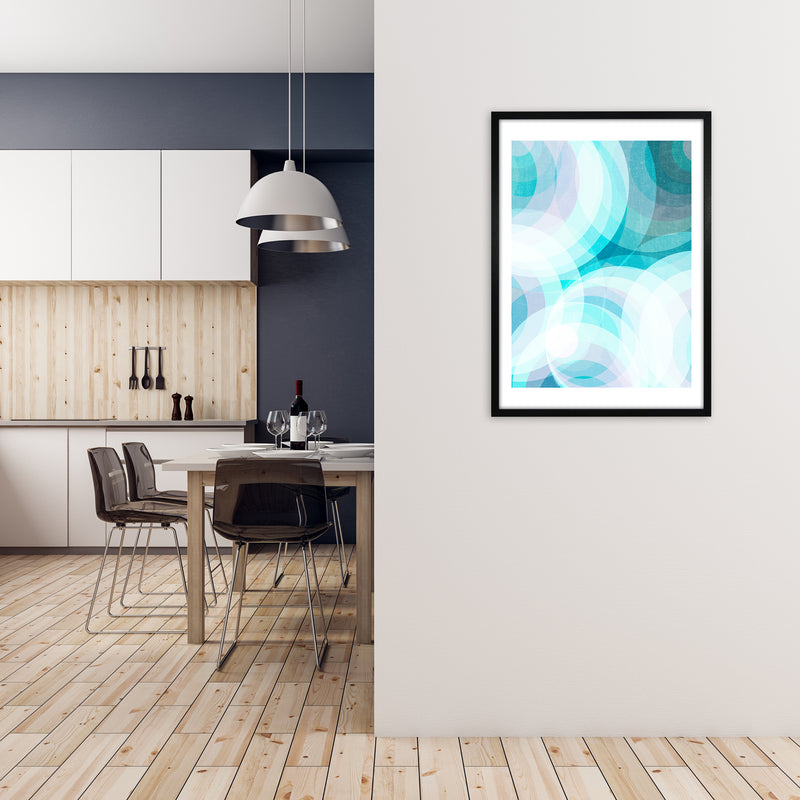 Colorful Purple and Blue Abstract A1 White Frame