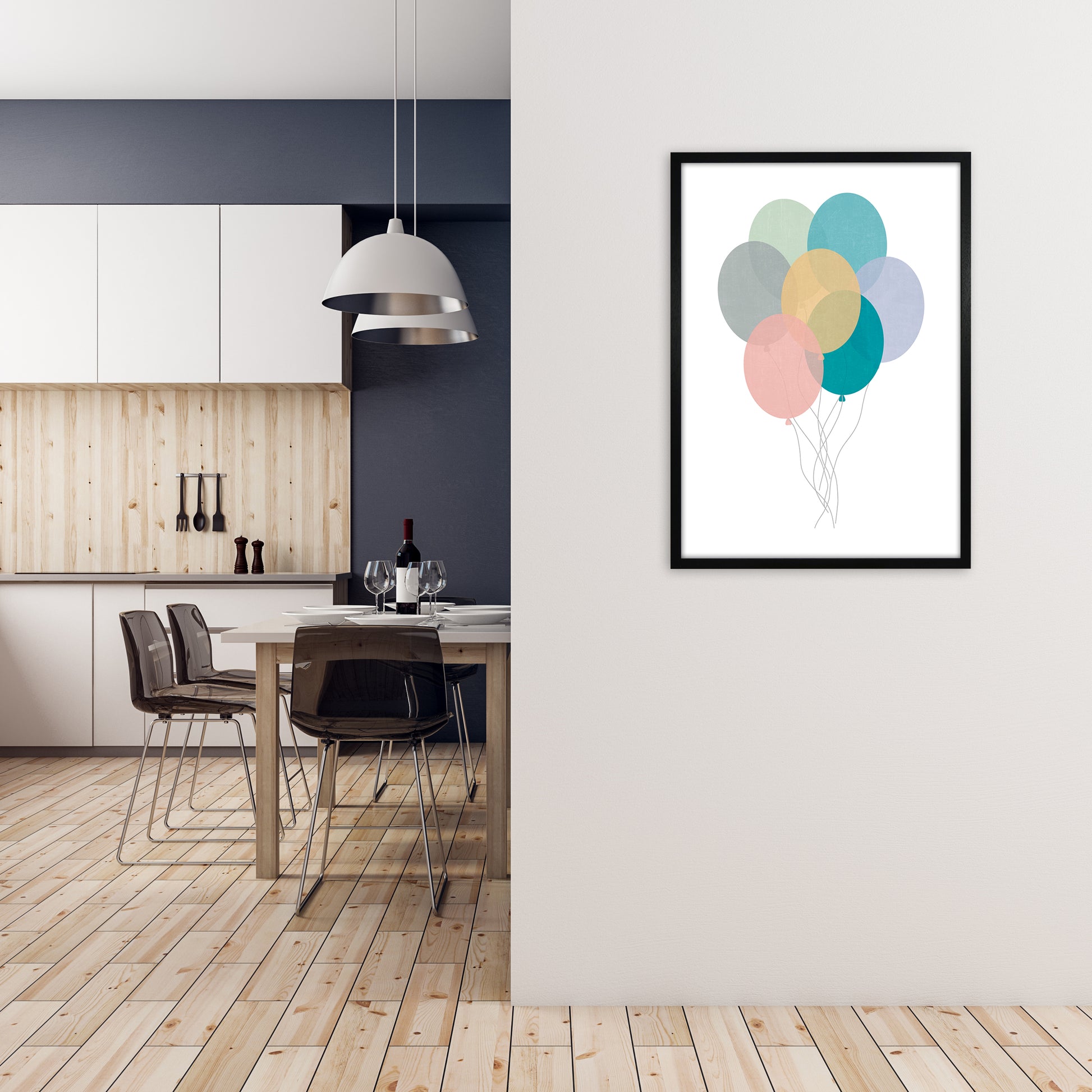Nursery Collection Balloons A1 White Frame