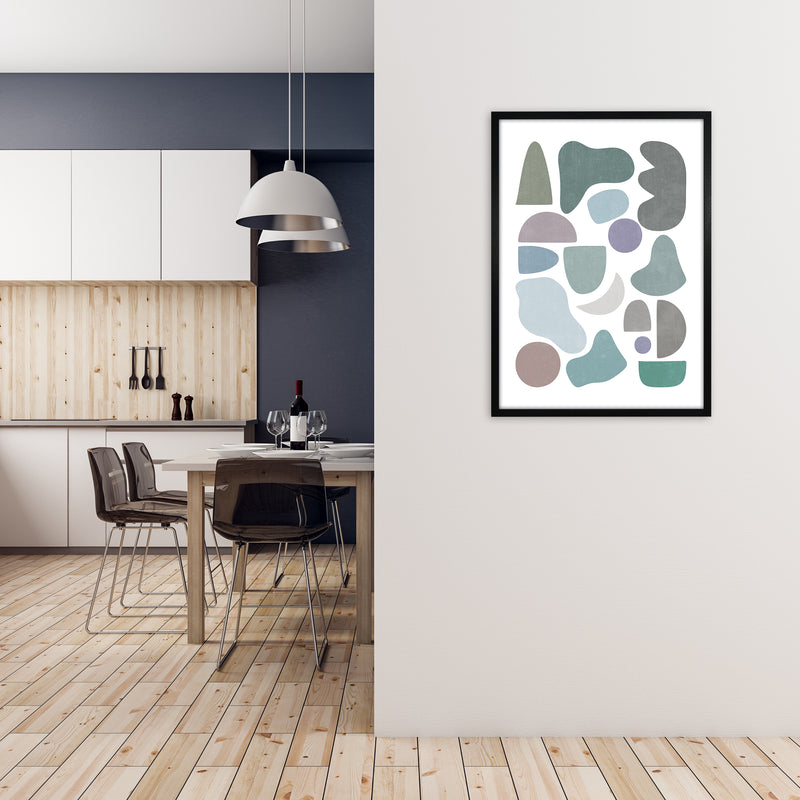 Abstract Terrazzo Shapes B A1 White Frame