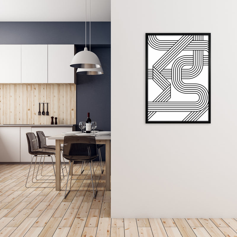 Black and White Geometric Patterns A A1 White Frame