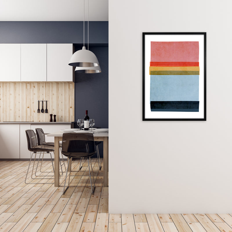Colourful Abstract Shapes Wall Art B A1 White Frame
