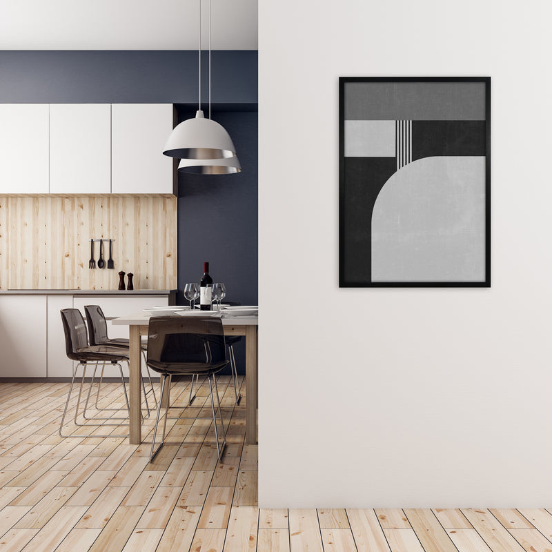 Mid Century Black and White Print A A1 White Frame
