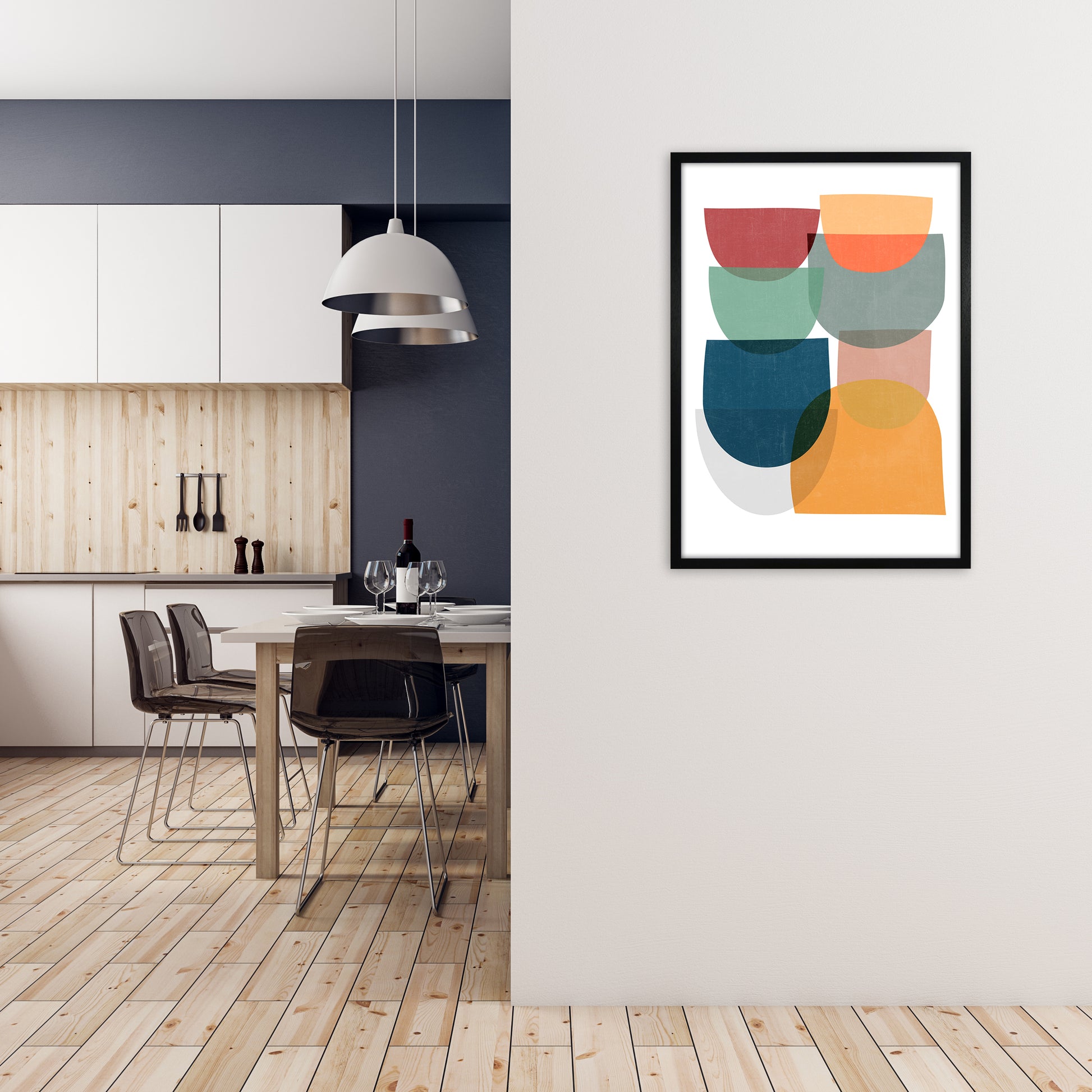 Mid Century Modern Colour B A1 White Frame