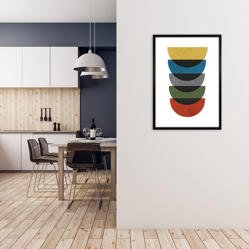 Rainbow Mid Century Print B A1 White Frame