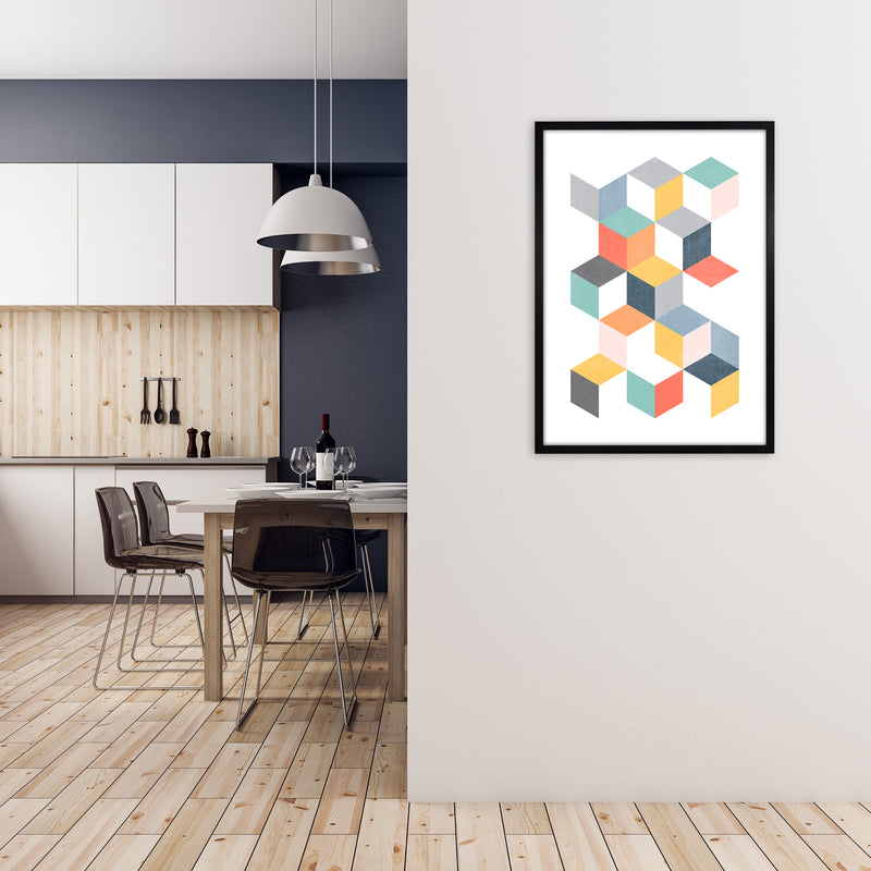 Scandinavian Geometric Print Geo B A1 White Frame