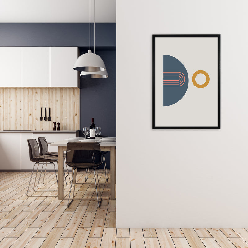 Mid Century Modern Prints on Grey B A1 White Frame