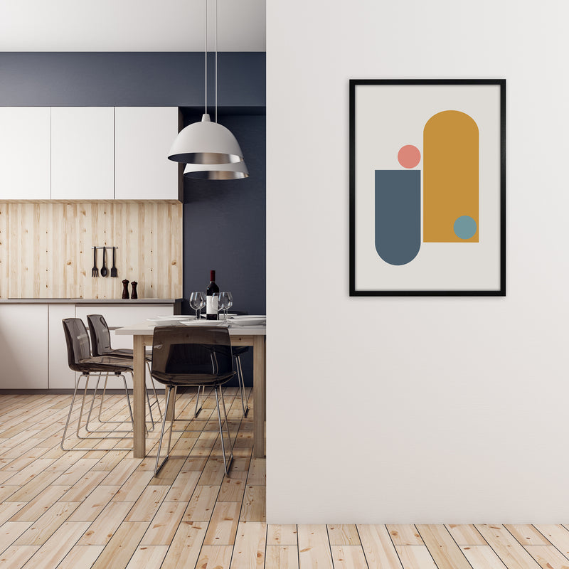 Mid Century Modern Prints on Grey D A1 White Frame