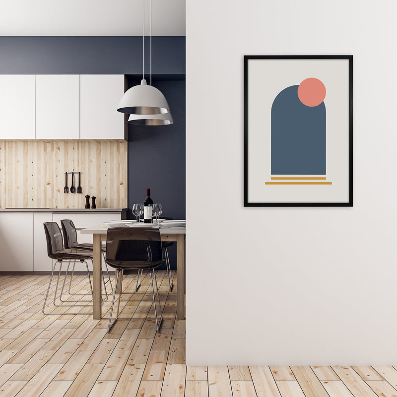 Mid Century Modern Prints on Grey F A1 White Frame