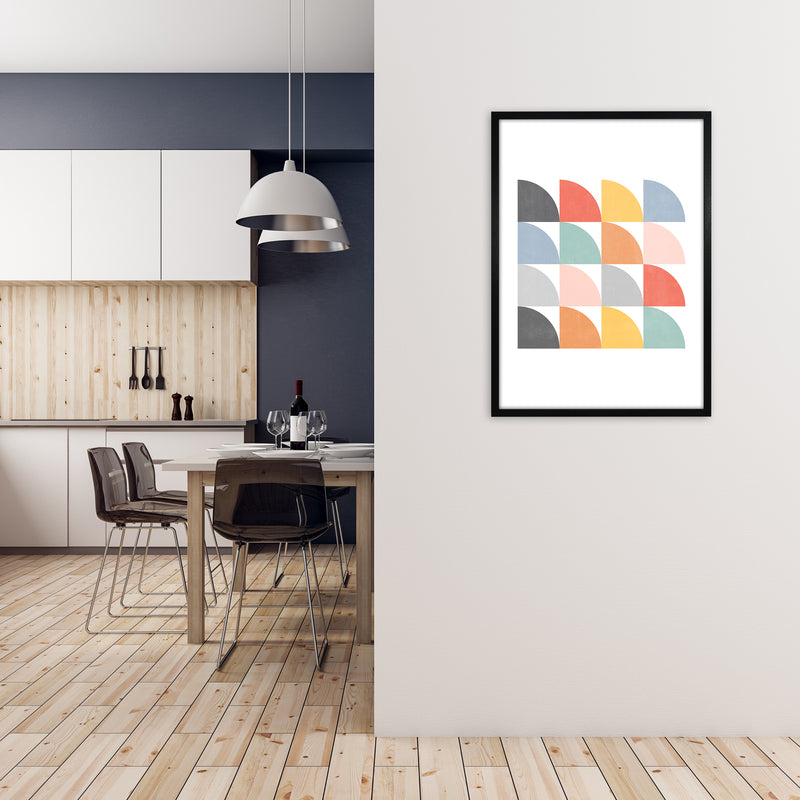 Scandinavian Quarter Circles F A1 White Frame