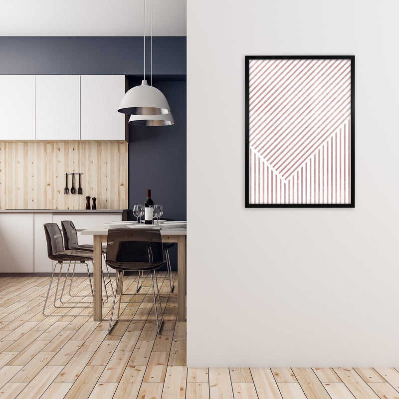 Set of Red Lines Modern Art B A1 White Frame