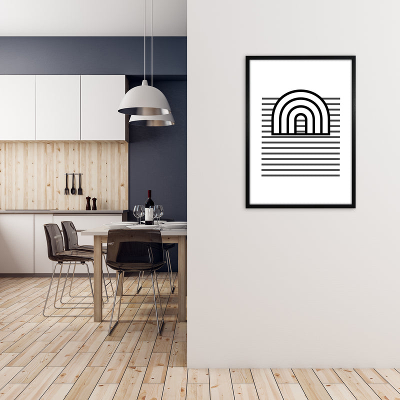 3D Rainbow and Lines Original Abstract Art Print by Print Punk Studio A1 White Frame