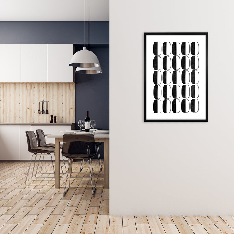Abstract Coffee Beans Print Original A1 White Frame