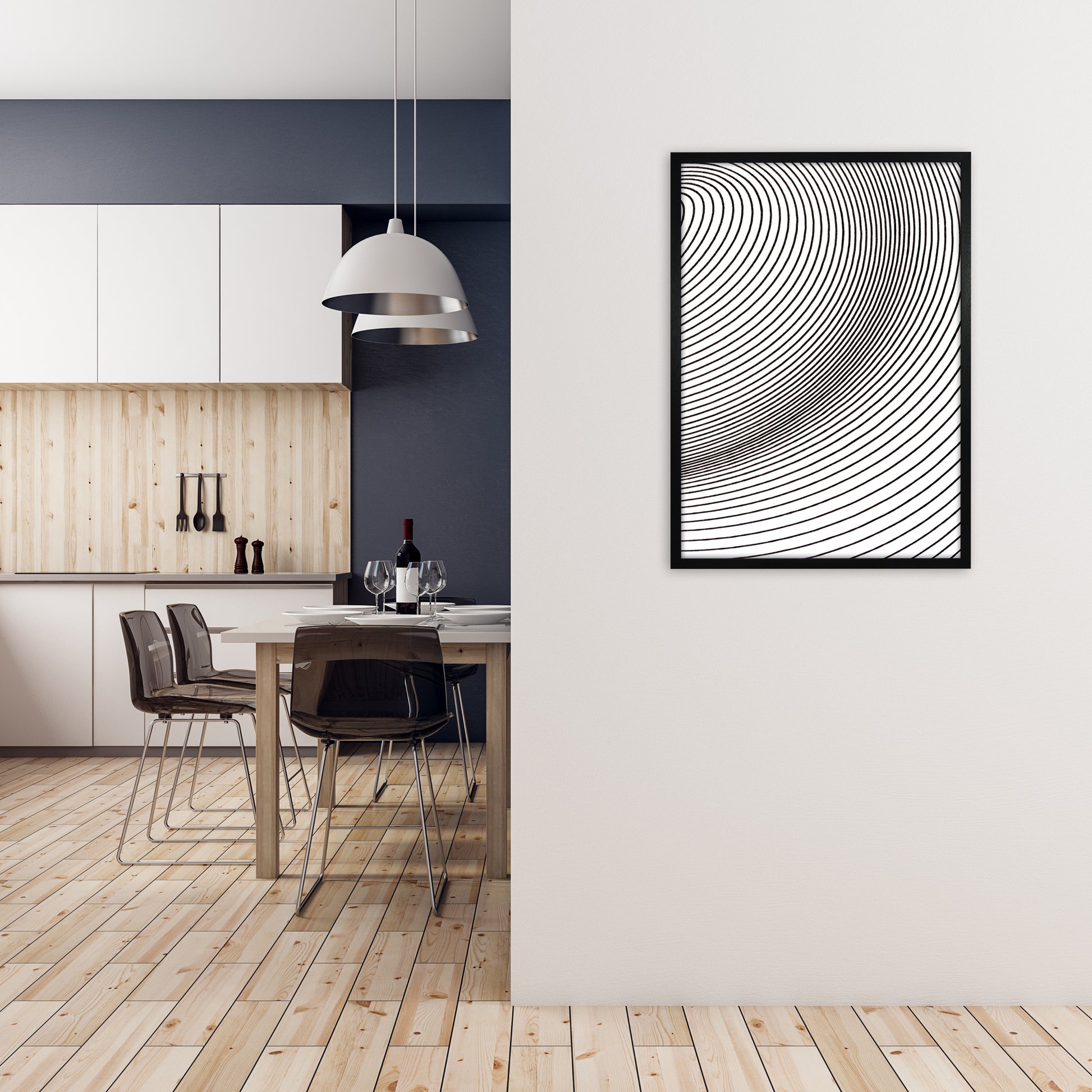 Black and White Line Drawing A1 White Frame