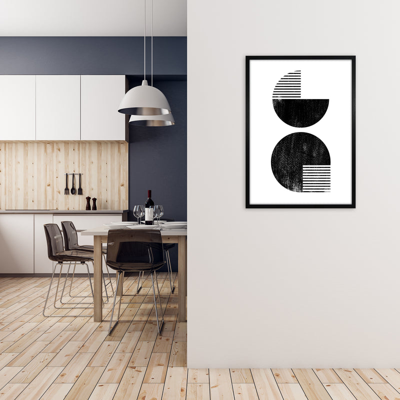 Black and White Mid Century A1 White Frame