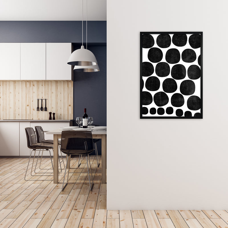 Black Grunge Circles Original A1 White Frame