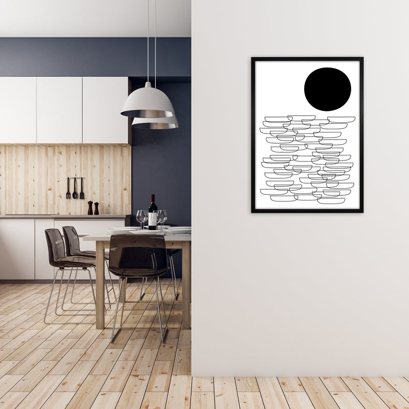BW Abstract Landscape Original A1 White Frame