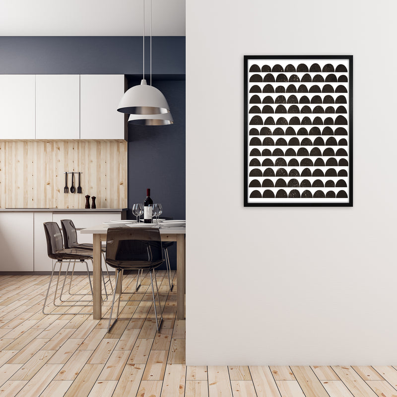 Half Moon Black Texture Original A1 White Frame