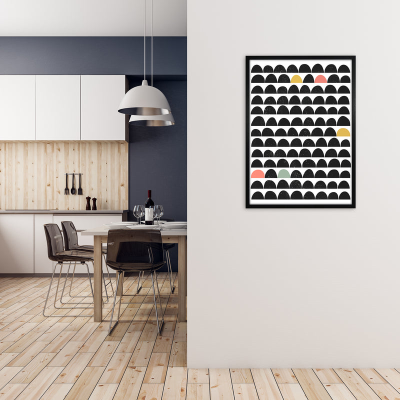 Mid Century Black and Color A1 White Frame