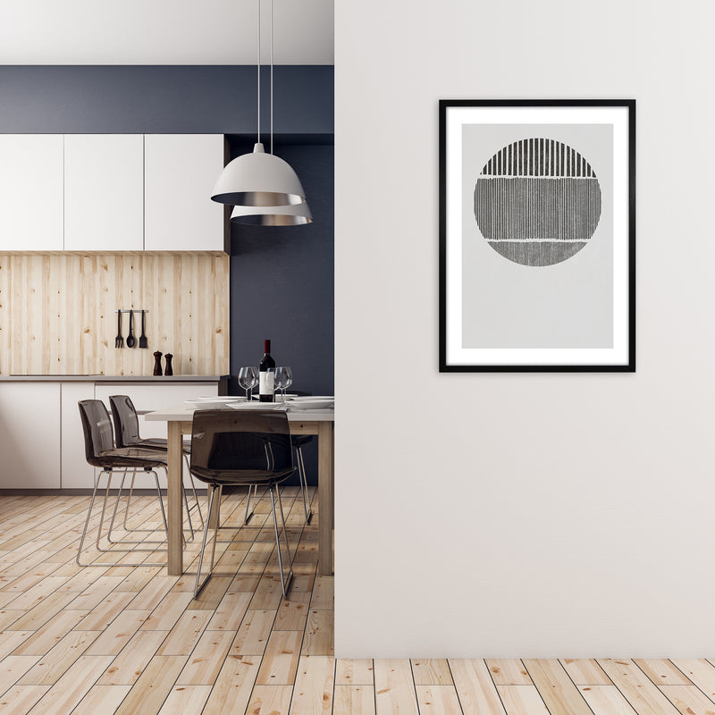 Mid Century Black and White A1 White Frame