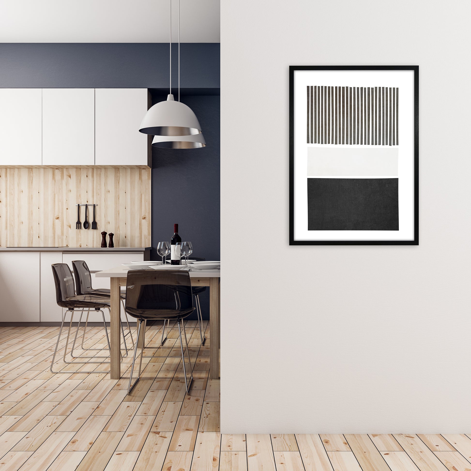 Mid Century Modern Art Original A1 White Frame