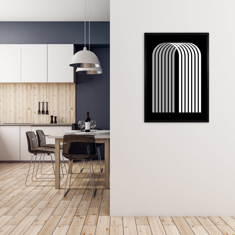 Modern BW Geometric Original A1 White Frame