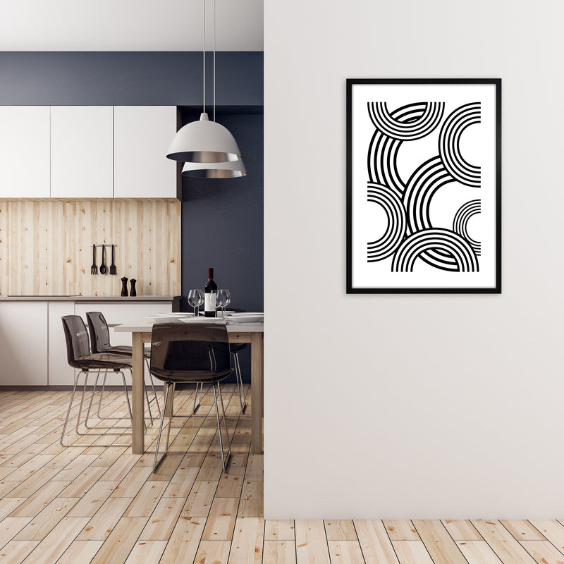 Multi Rainbow Black and White A1 White Frame