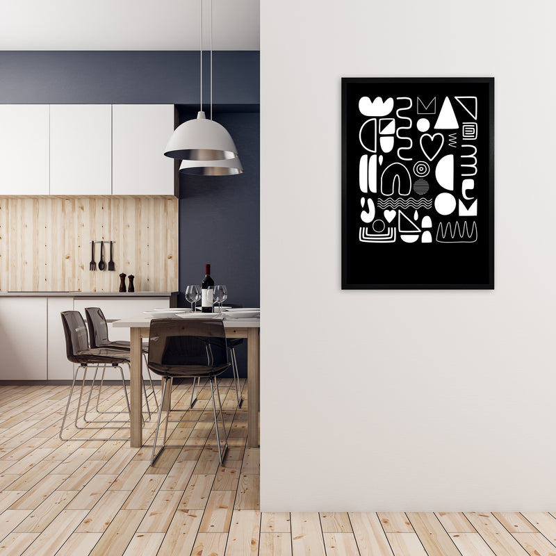 White and Black Scandi Shapes A1 White Frame