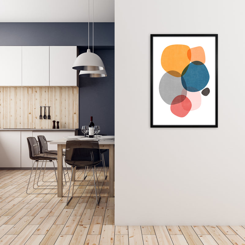 Mid Mod Abstract Shapes Original A1 White Frame