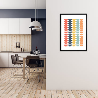 Retro Multicolor Half Circles Original A1 White Frame