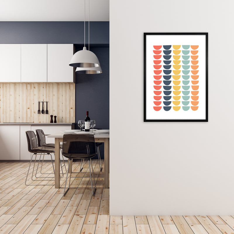 Retro Multicolor Half Circles Original A1 White Frame