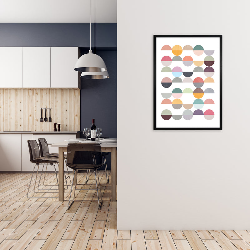 Scandinavian Colorful Circle Art Original A1 White Frame