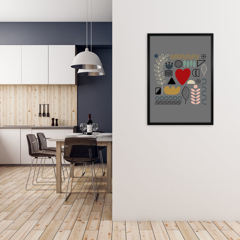 Scandnavian Shapes on Grey Original A1 White Frame
