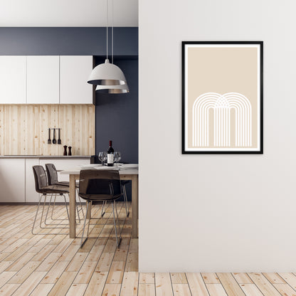 Art Deco Neutral Original A1 White Frame